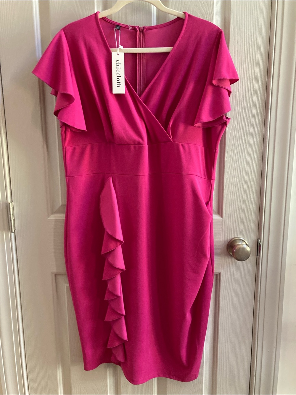 NWT Chiccloth Fuchsia Ruffle Wrap-Front Dress